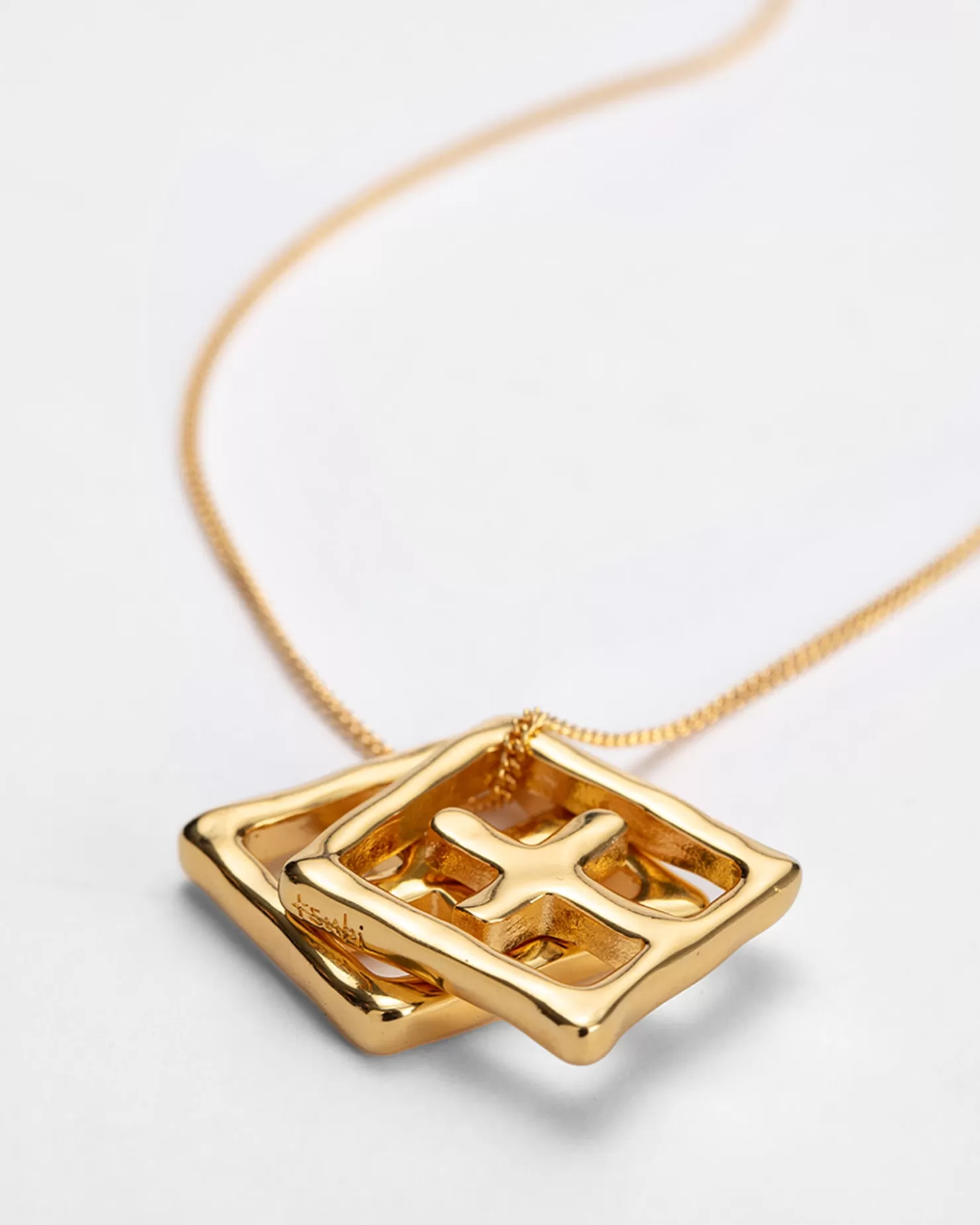 Men Ksubi 18K Dripps Box Cross Necklace