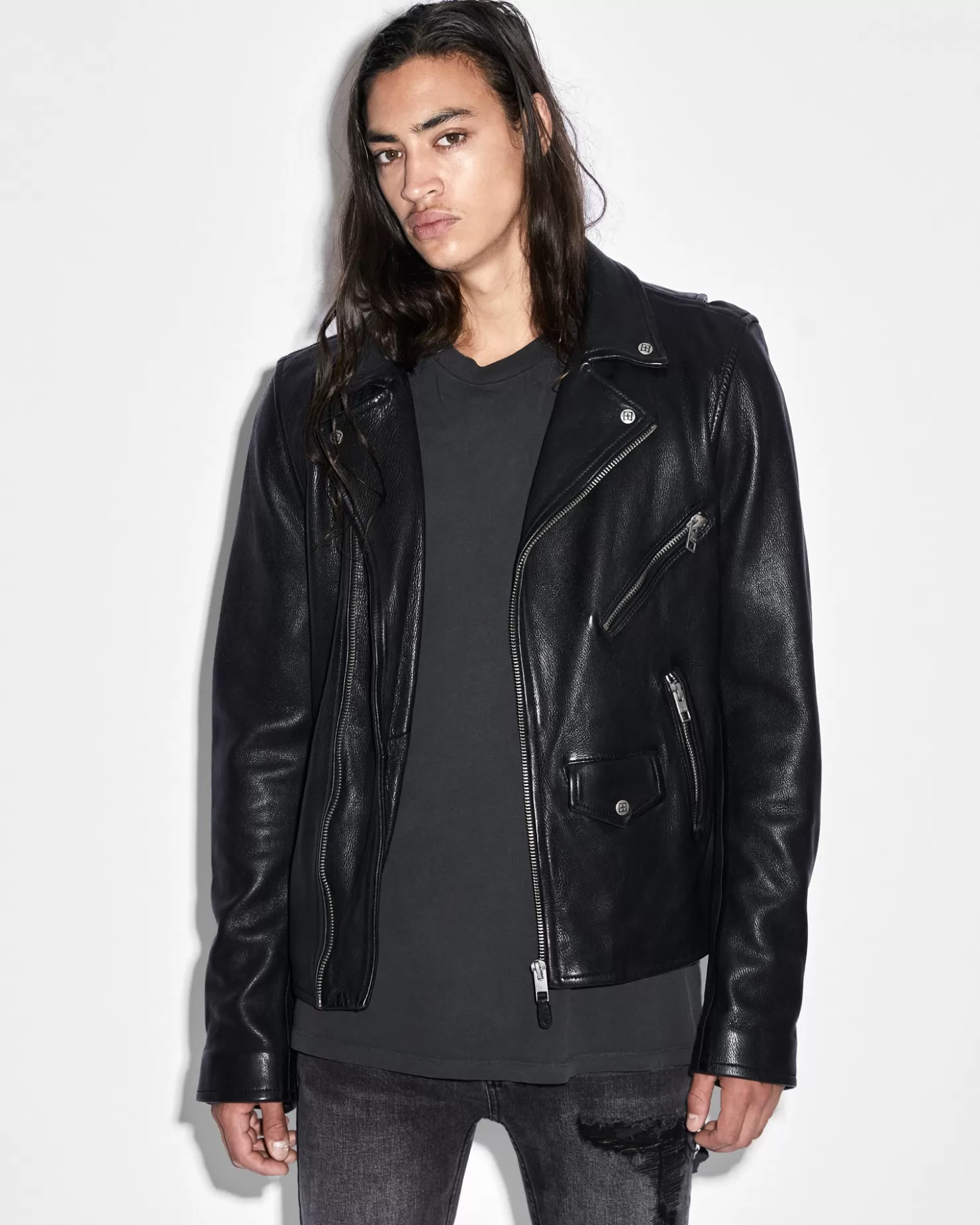 Men Ksubi Capitol Leather Jacket Black