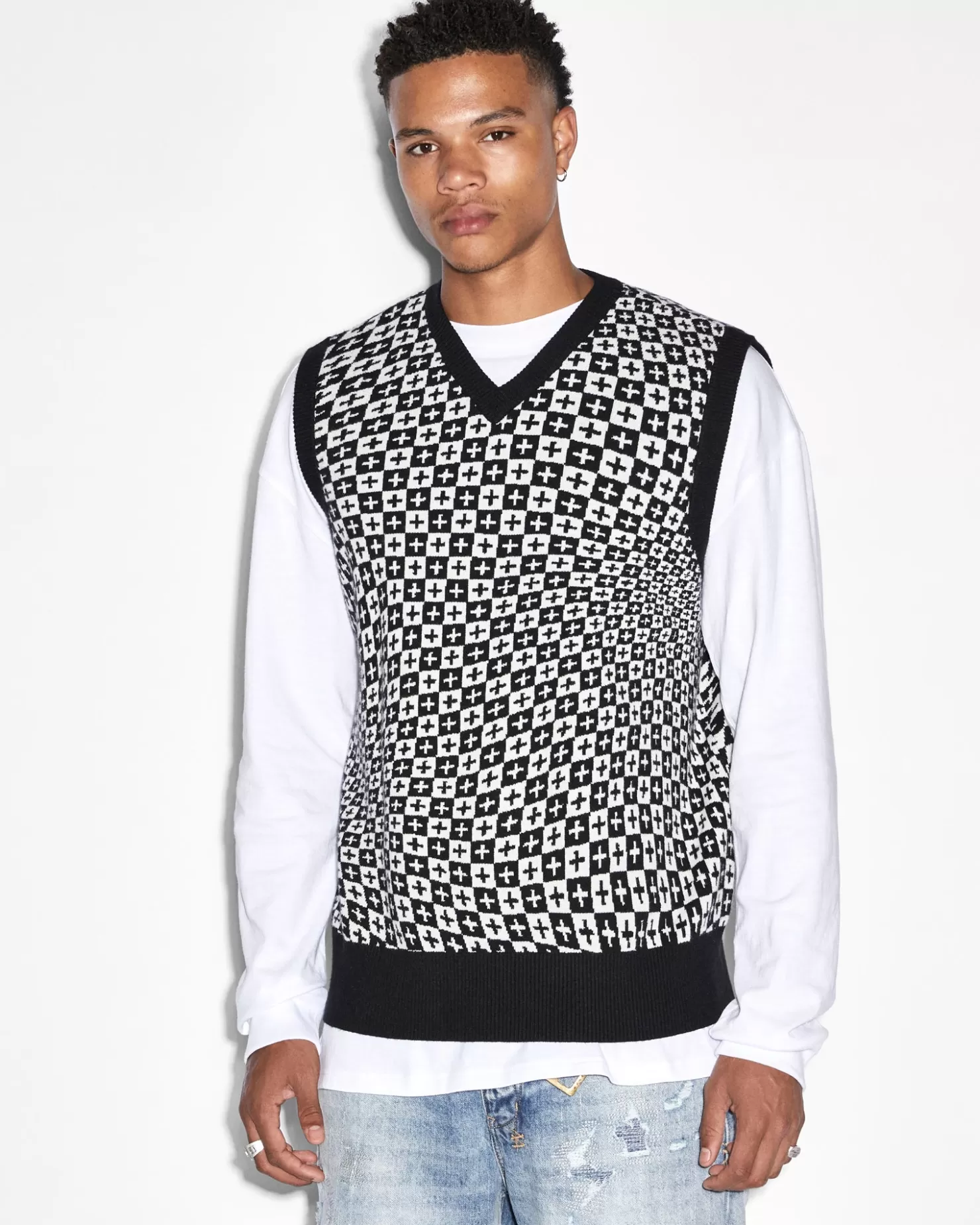 Men Ksubi Check Out Knit Vest Multi