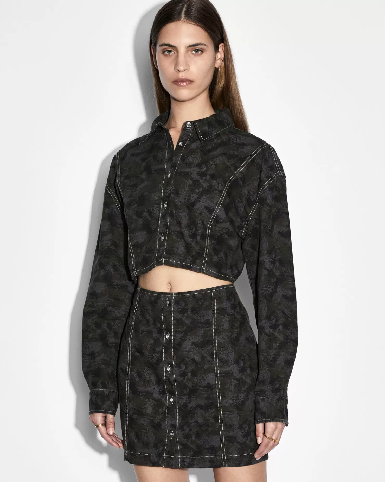 Women Ksubi Cutout Shirt Dress Camo