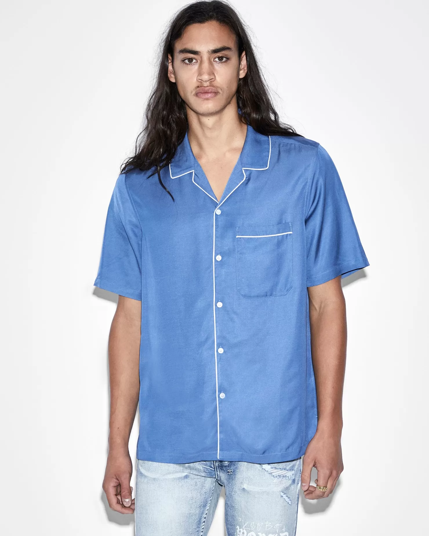 Men Ksubi Downtown Resort Ss Shirt Atlantic