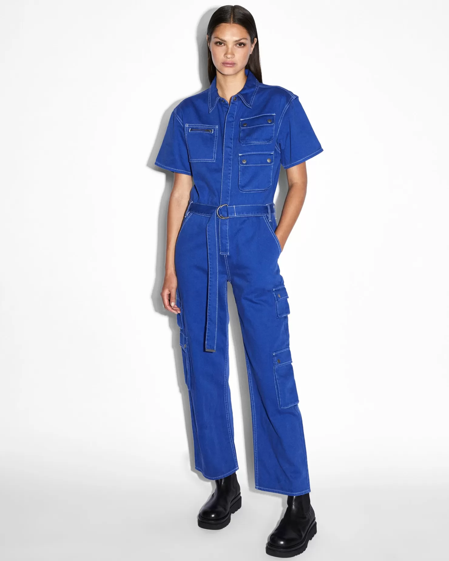 Women Ksubi Drill Boilersuit Cobalt