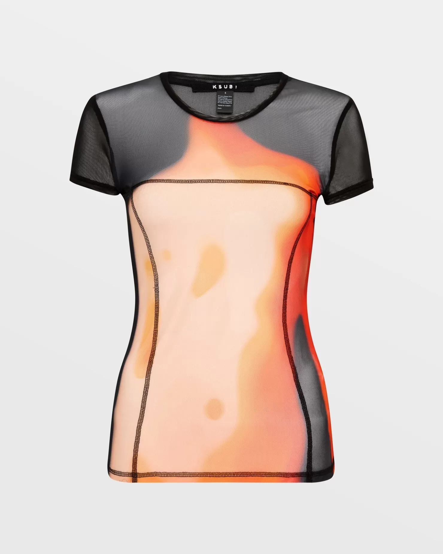 Women Ksubi Feed The Fire Mesh Ss Tee Black