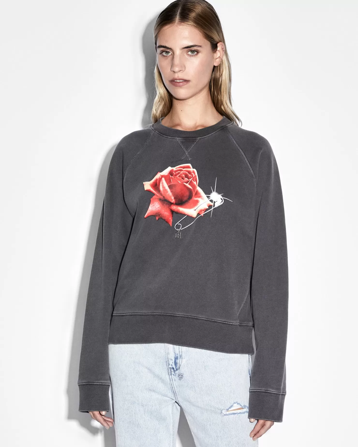 Women Ksubi Feels Good Raglan Crew Charcoal