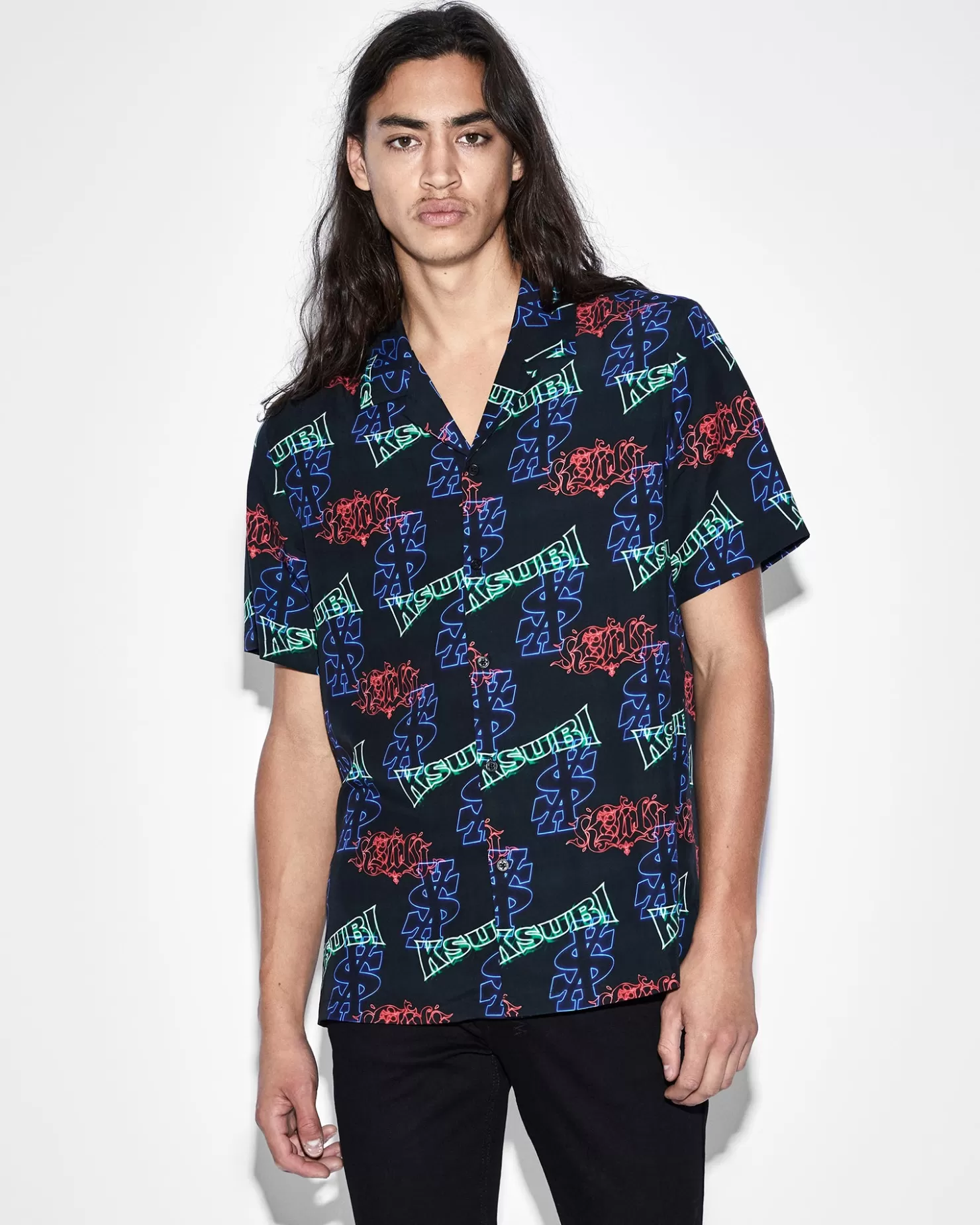 Men Ksubi Glow Resort Ss Shirt Black