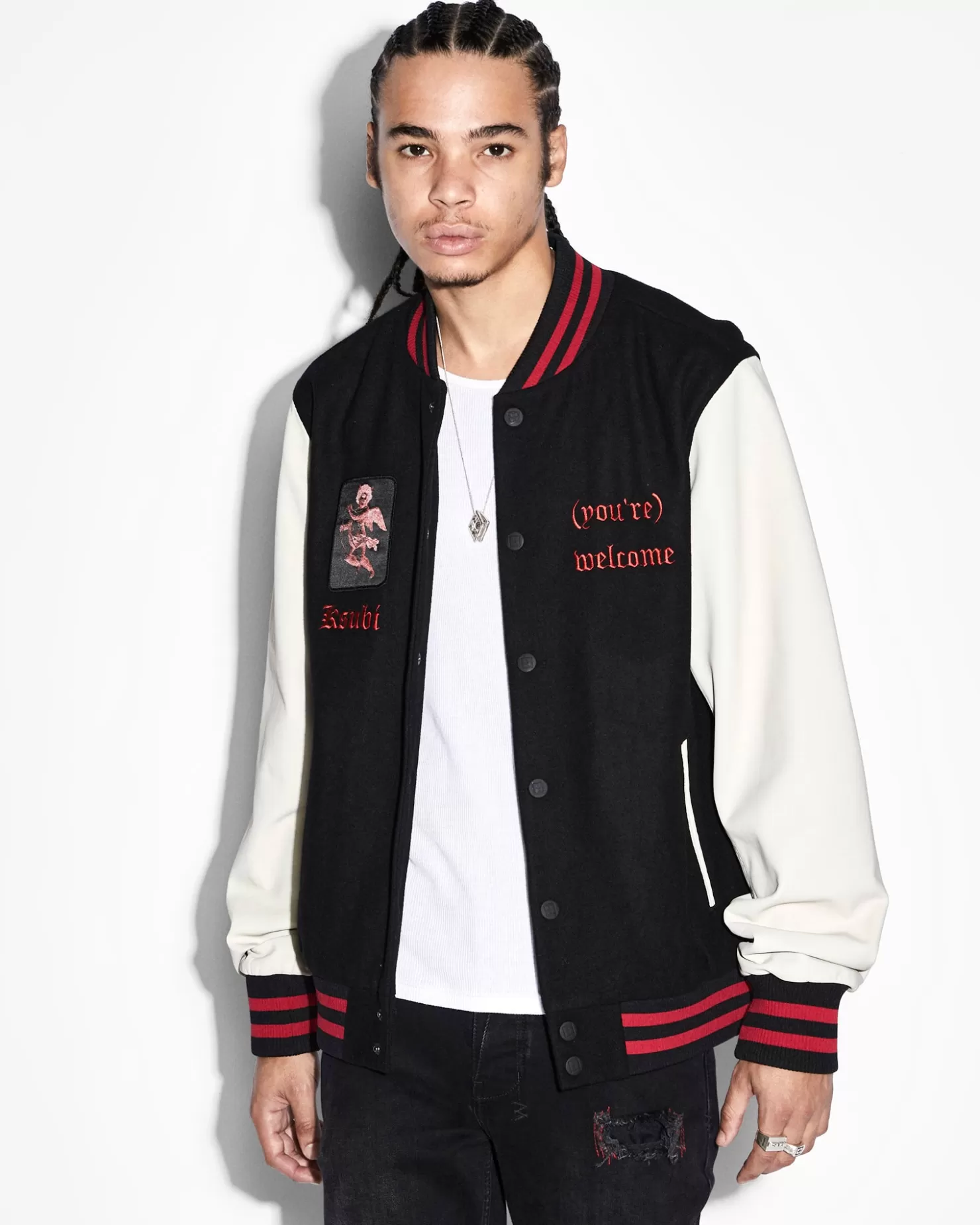 Men Ksubi Icons Letterman Jacket Black