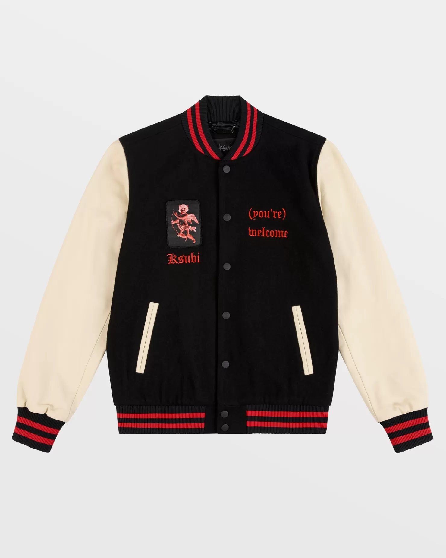 Men Ksubi Icons Letterman Jacket Black