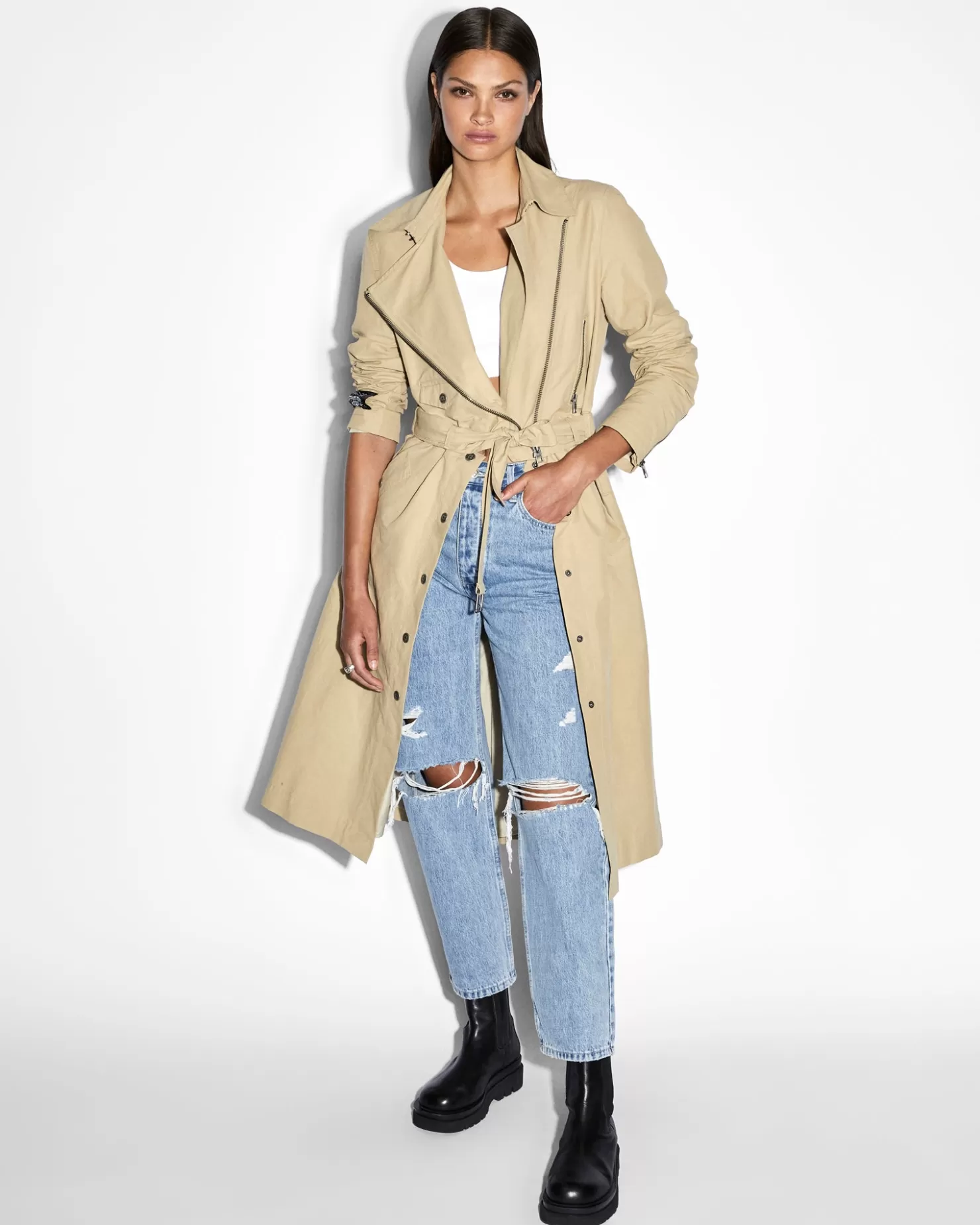 Women Ksubi Incognito Biker/Trench Khaki