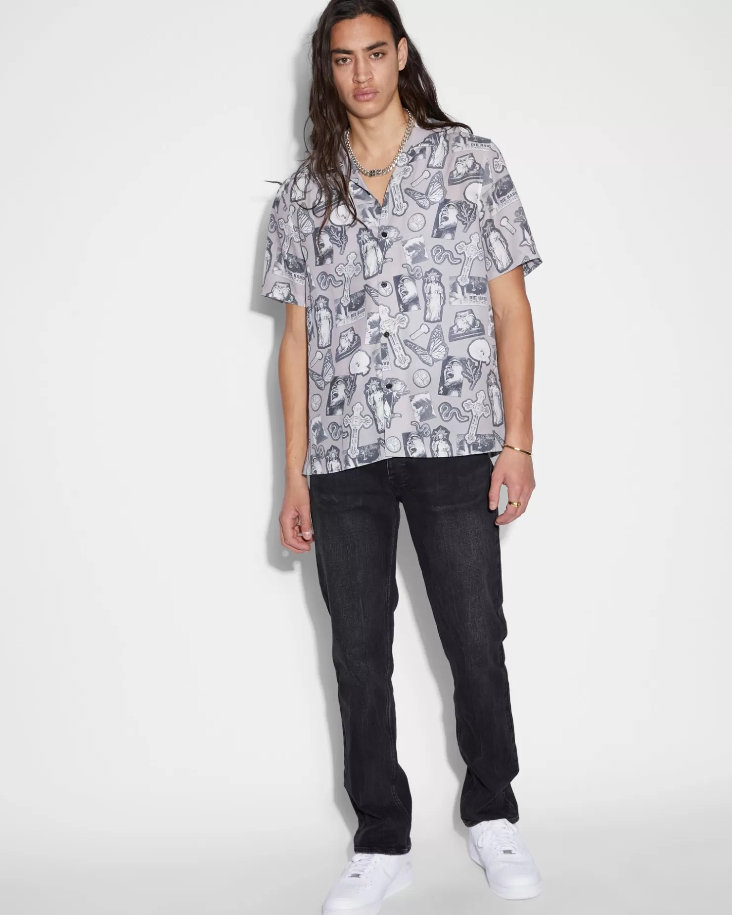 Men Ksubi Kut Out Resort Ss Shirt Silt