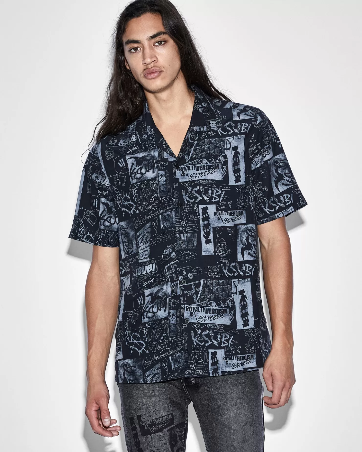 Men Ksubi Mash Up Resort Shirt Black