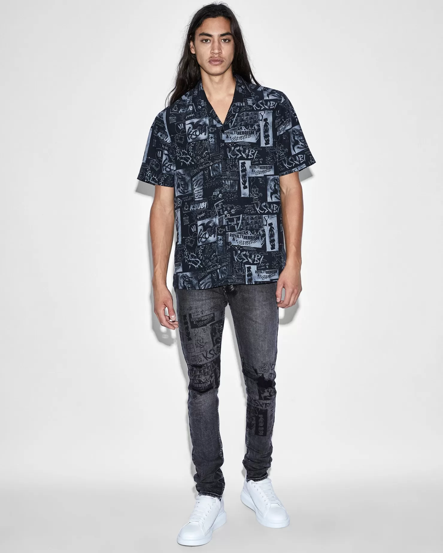 Men Ksubi Mash Up Resort Shirt Black