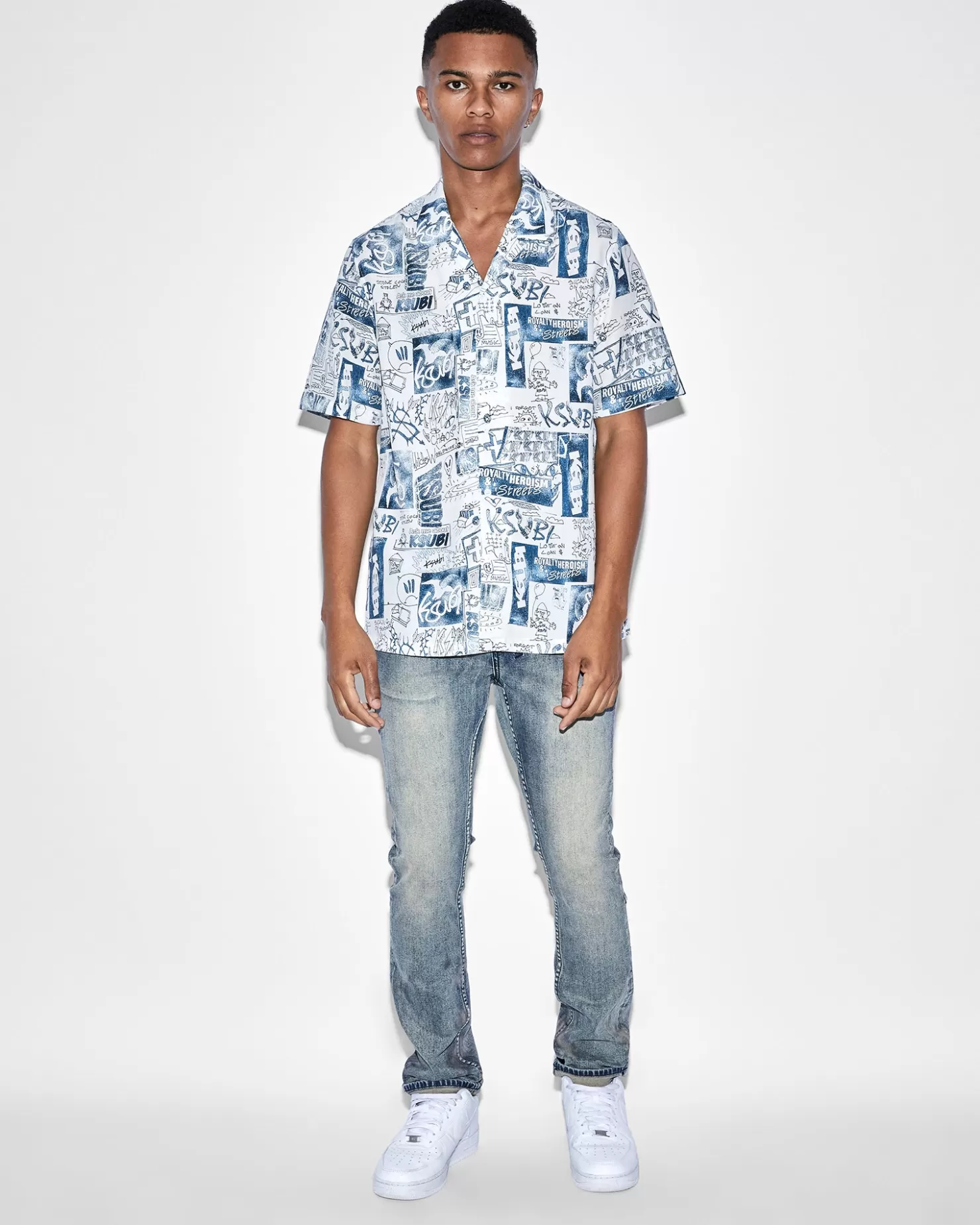 Men Ksubi Mash Up Resort Shirt White