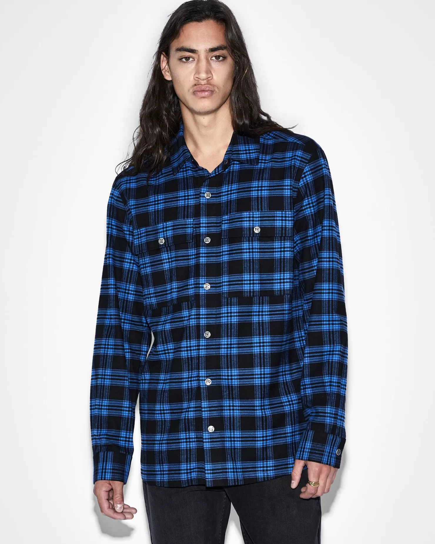 Men Ksubi Paradox Ls Shirt Blue