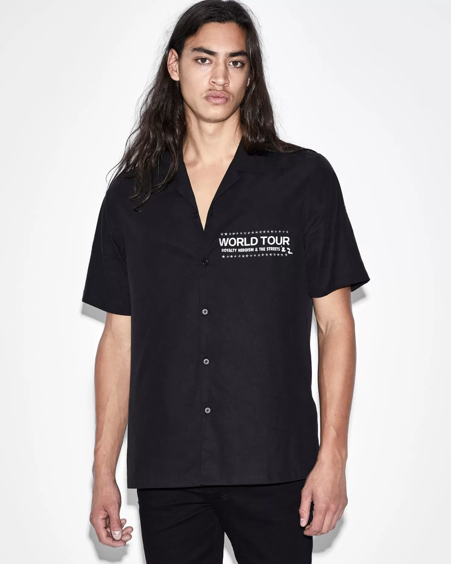 Men Ksubi Paste Up Resort Shirt Black