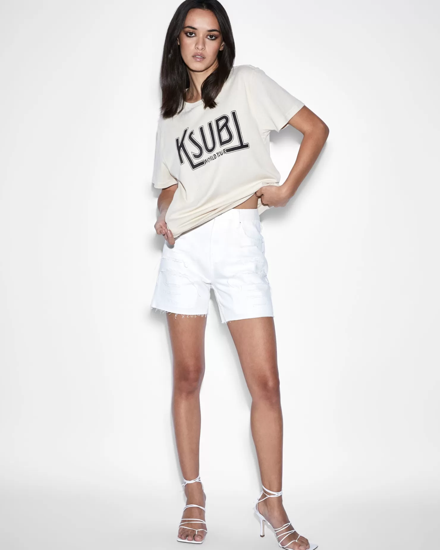 Women Ksubi Racer Short Blanc Sliced