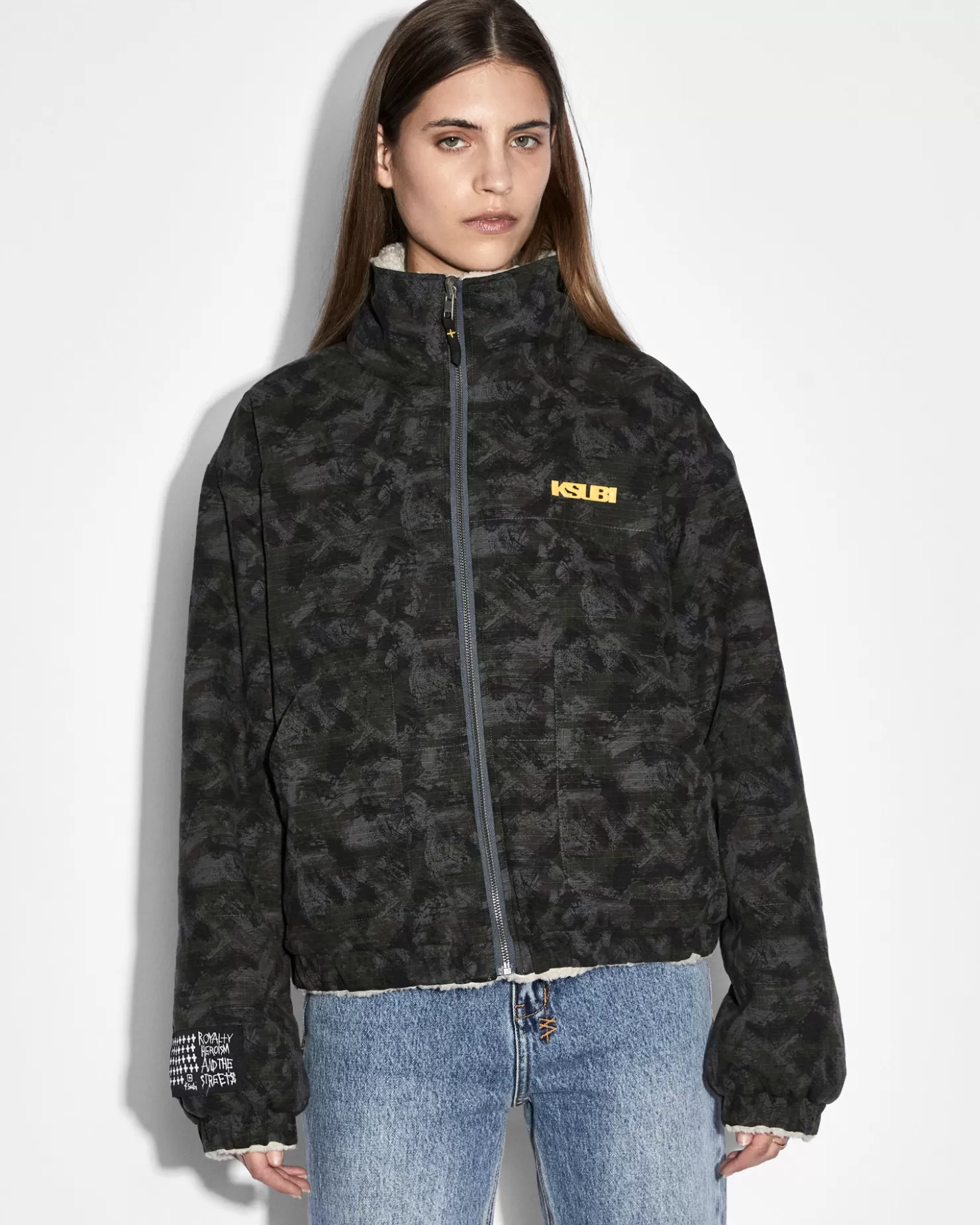 Women Ksubi Reversible Puffer Jacket Camo / Ecru