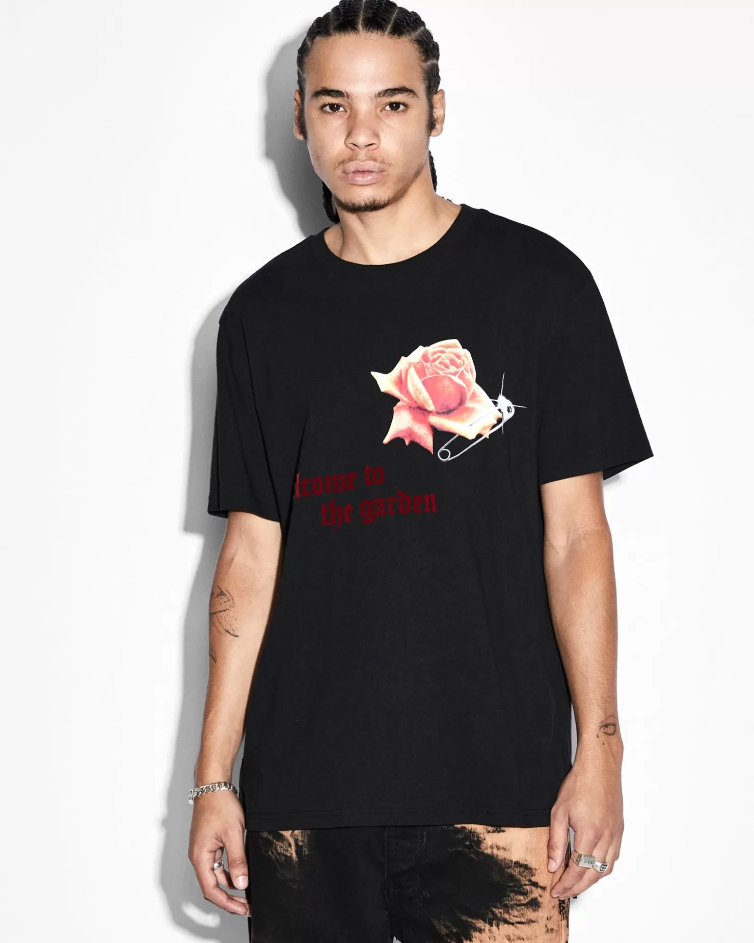 Men Ksubi Rose Garden Kash Ss Tee Jet Black