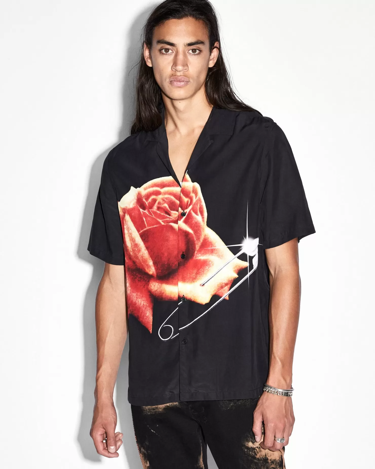 Men Ksubi Rose Garden Resort Ss Shirt Black