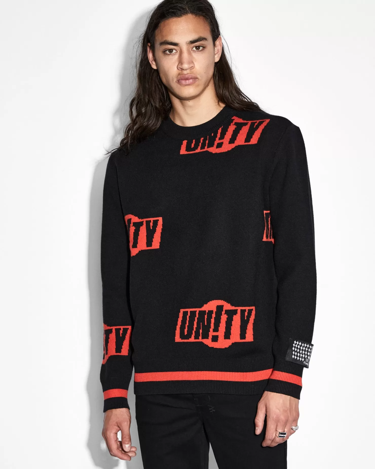 Men Ksubi Unity Sign Knit Crew Black